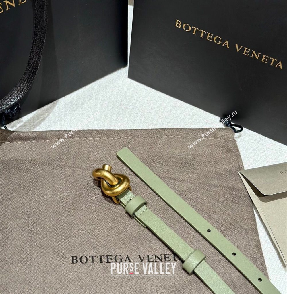 Bottega Veneta Calfskin Leather Belt with Knot Buckle Green/Gold 2025 BV26010403 (99-260104062)