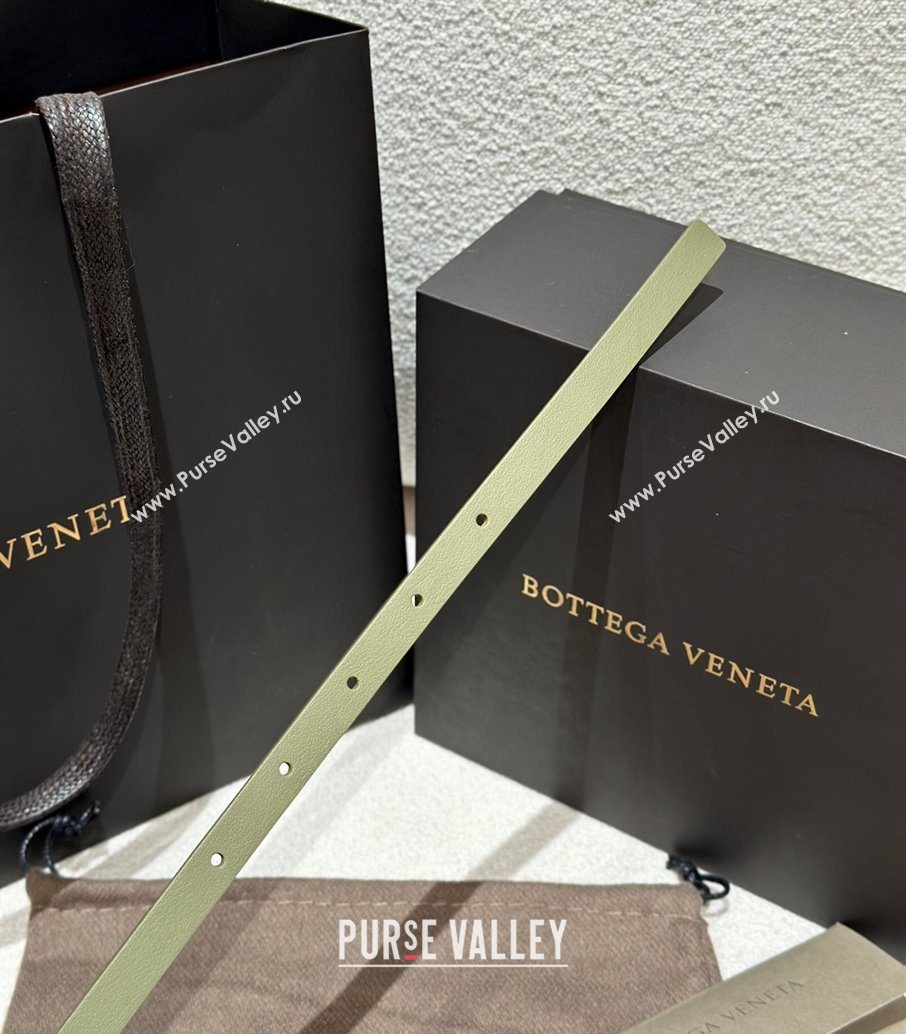 Bottega Veneta Calfskin Leather Belt with Knot Buckle Green/Gold 2025 BV26010403 (99-260104062)