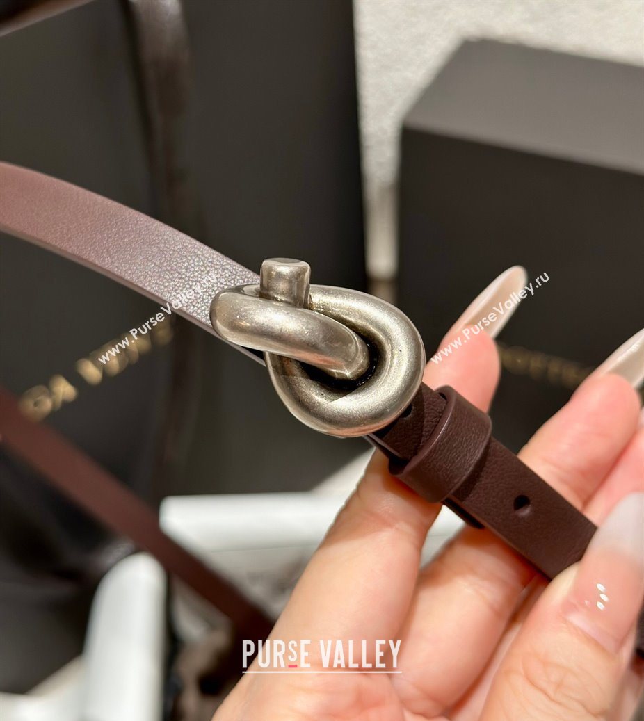 Bottega Veneta Calfskin Leather Belt with Knot Buckle Brown/Silver 2025 BV26010403 (99-260104064)
