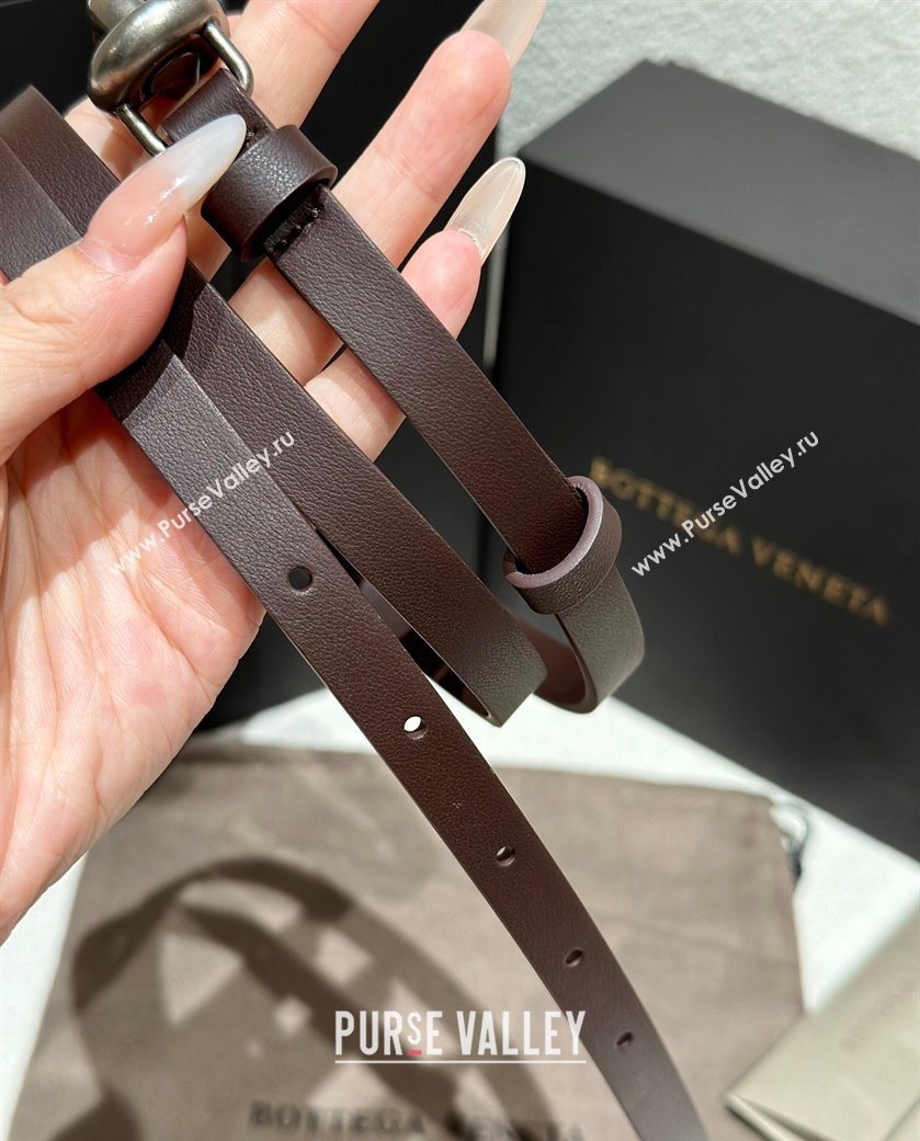 Bottega Veneta Calfskin Leather Belt with Knot Buckle Brown/Silver 2025 BV26010403 (99-260104064)