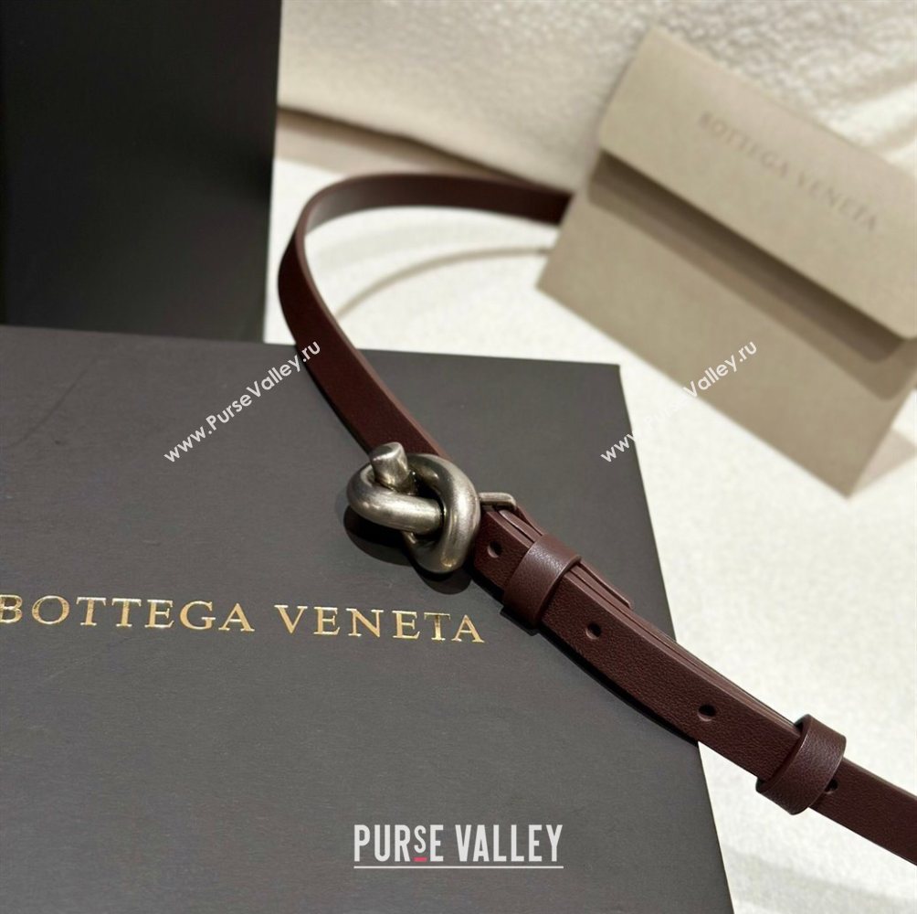 Bottega Veneta Calfskin Leather Belt with Knot Buckle Brown/Silver 2025 BV26010403 (99-260104064)