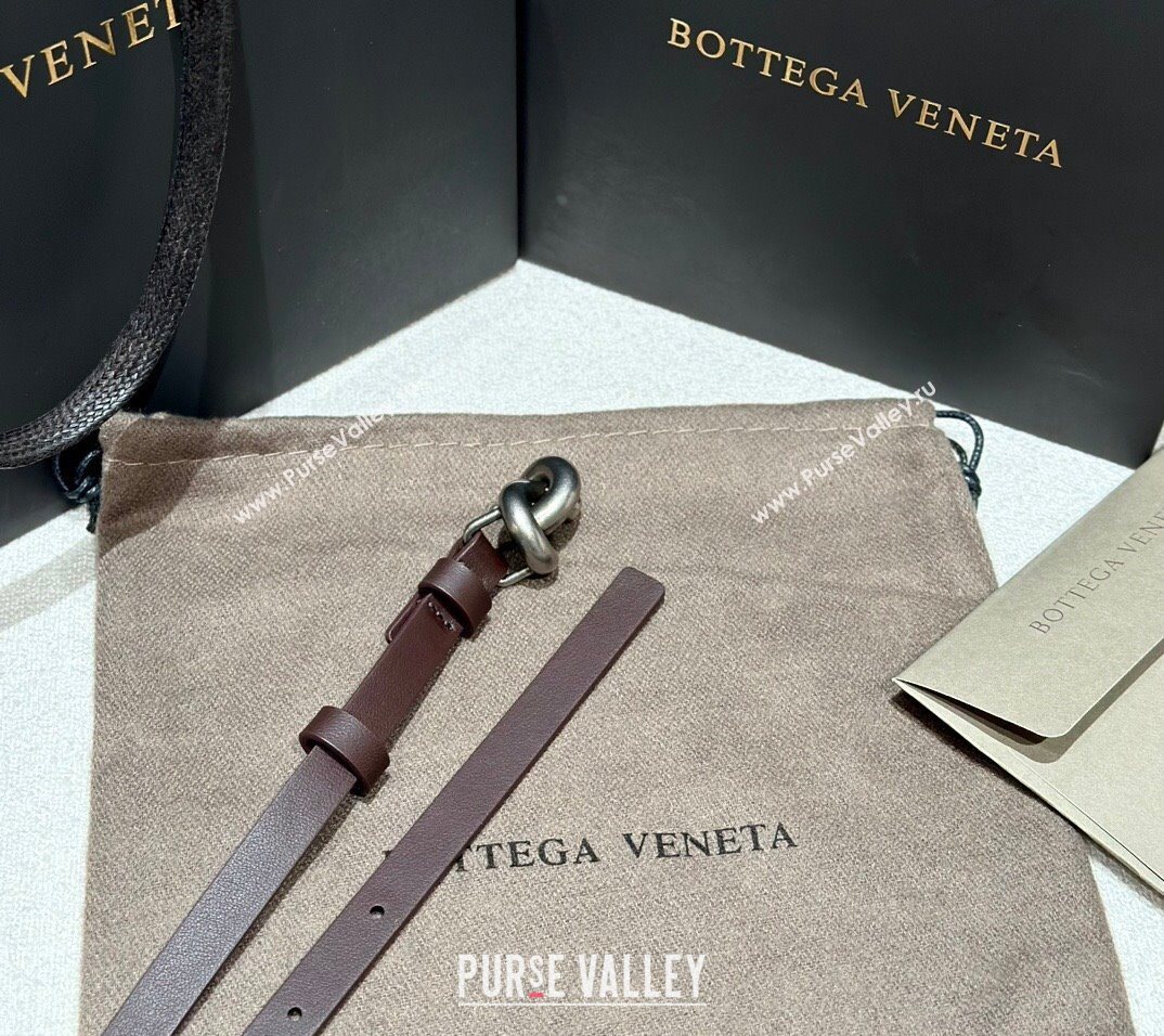 Bottega Veneta Calfskin Leather Belt with Knot Buckle Brown/Silver 2025 BV26010403 (99-260104064)