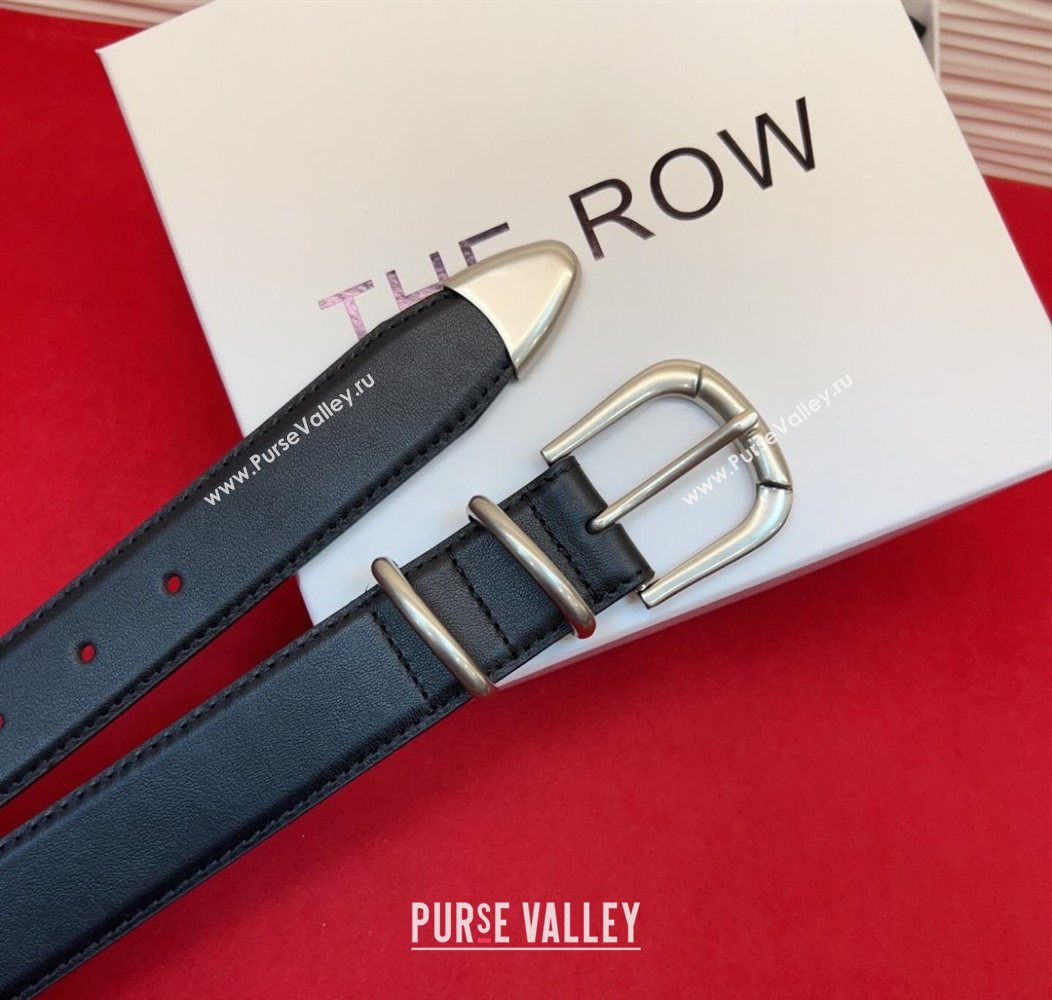 The Row Vintage Classic Belt in Leather Black/Silver 2025 TR26010401 (99-260104102)