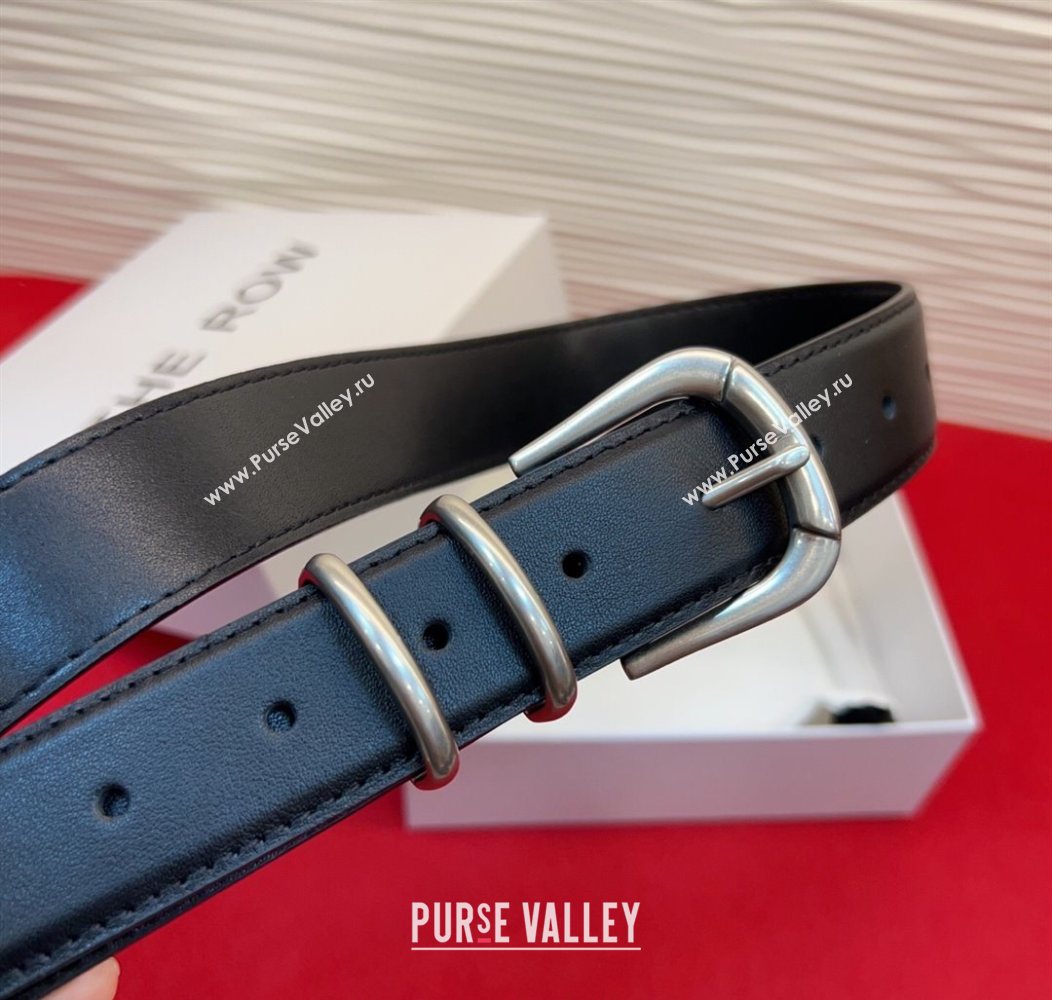 The Row Vintage Classic Belt in Leather Black/Silver 2025 TR26010401 (99-260104102)
