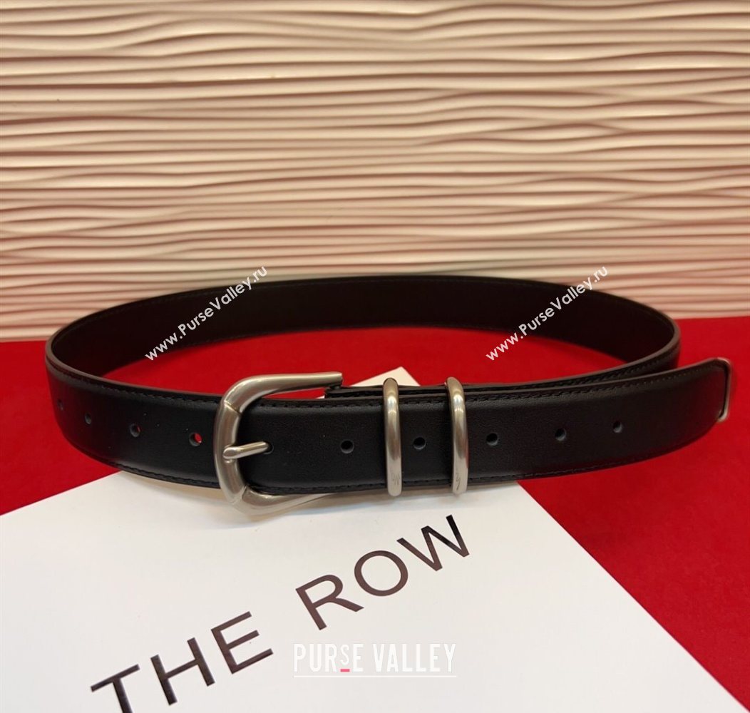 The Row Vintage Classic Belt in Leather Black/Silver 2025 TR26010401 (99-260104102)