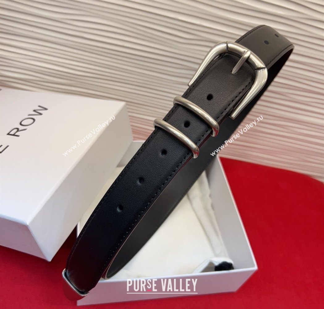 The Row Vintage Classic Belt in Leather Black/Silver 2025 TR26010401 (99-260104102)