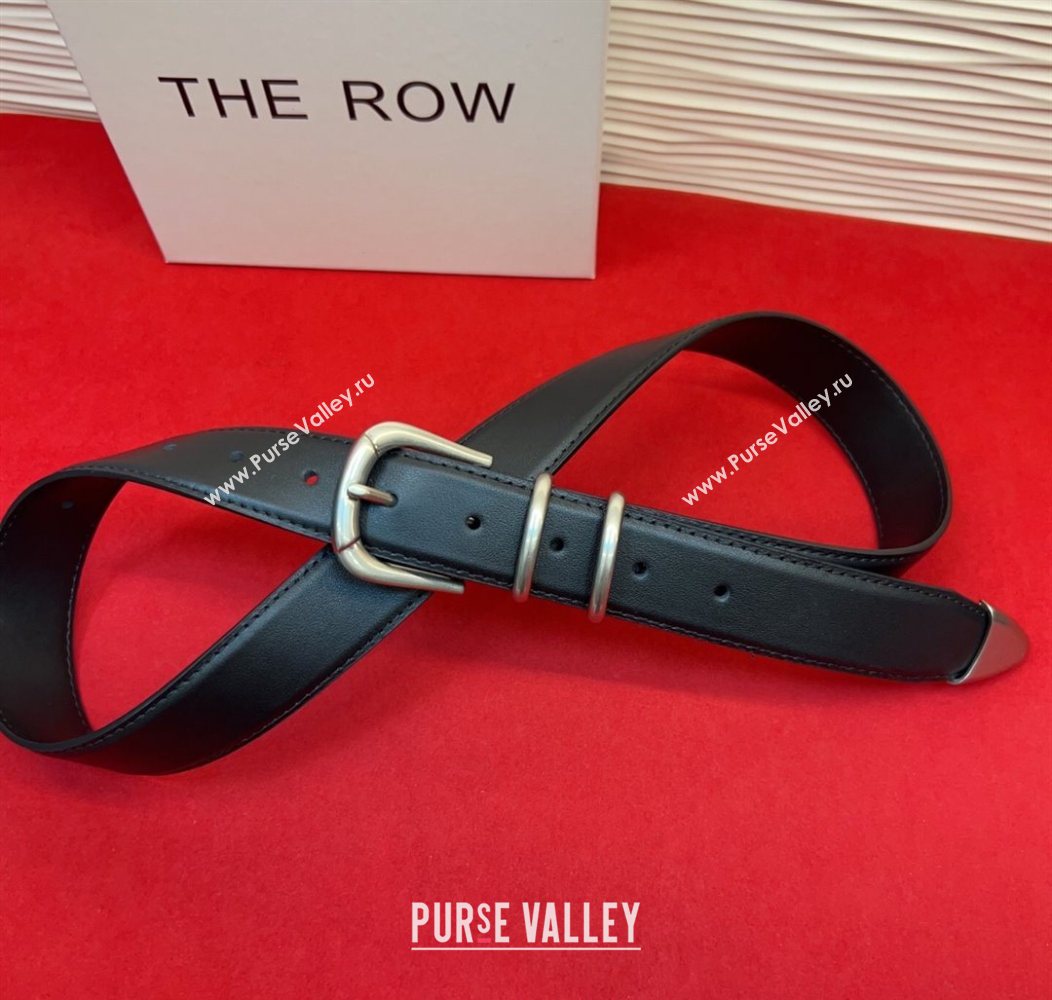 The Row Vintage Classic Belt in Leather Black/Silver 2025 TR26010401 (99-260104102)