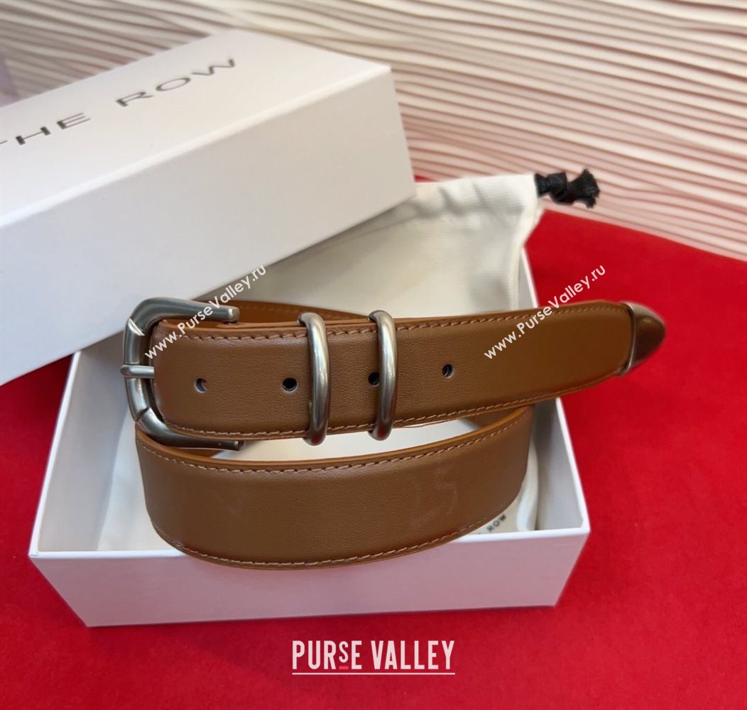 The Row Vintage Classic Belt in Leather Brown/Silver 2025 TR26010401 (99-260104103)