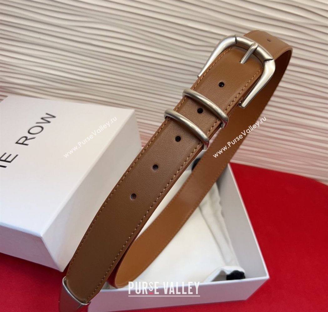 The Row Vintage Classic Belt in Leather Brown/Silver 2025 TR26010401 (99-260104103)