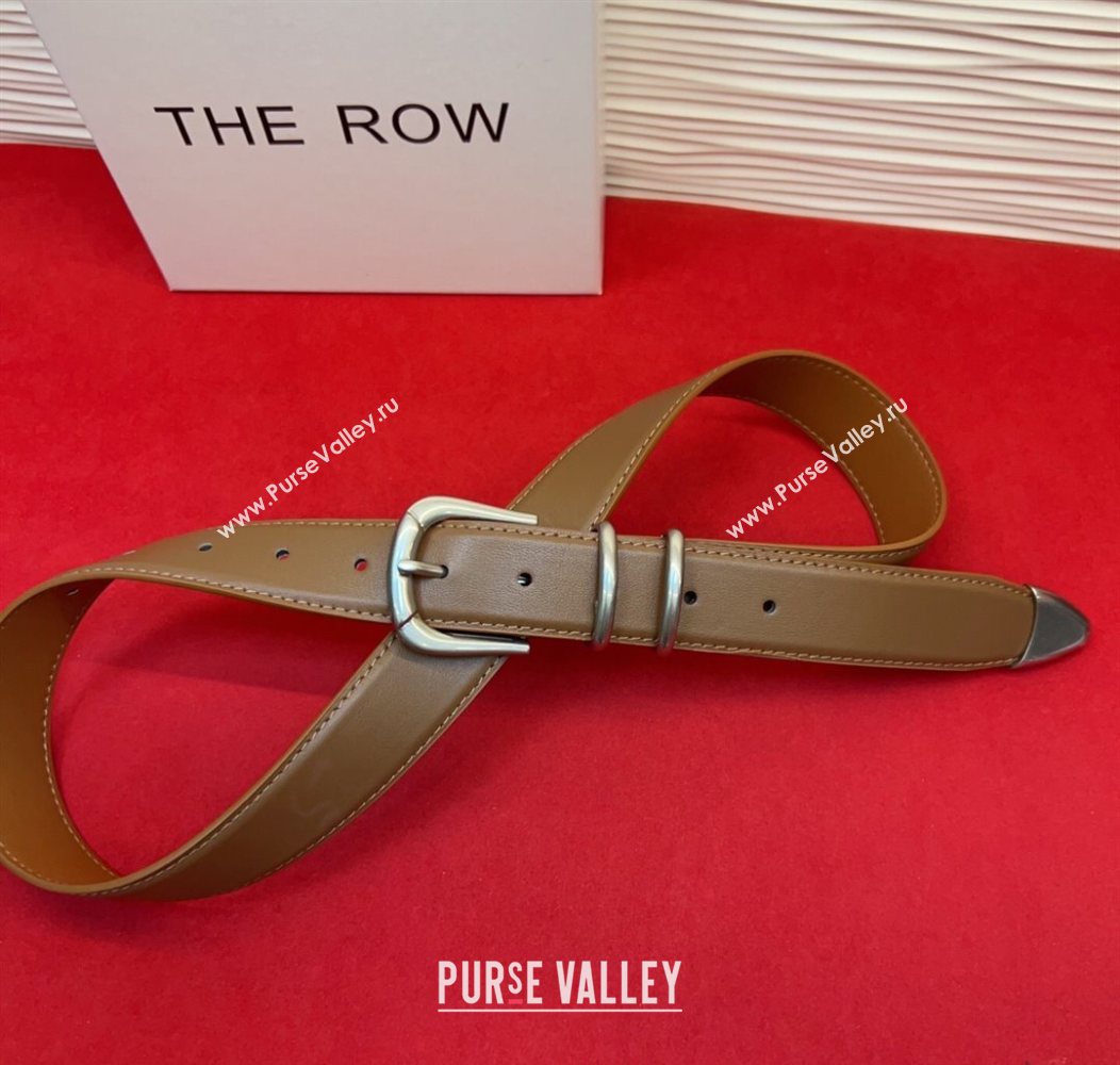 The Row Vintage Classic Belt in Leather Brown/Silver 2025 TR26010401 (99-260104103)