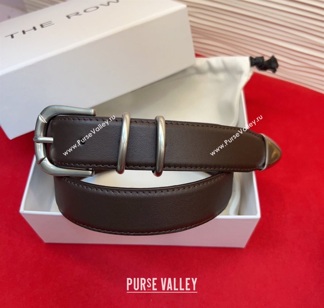The Row Vintage Classic Belt in Leather Chocolate/Silver 2025 TR26010401 (99-260104104)