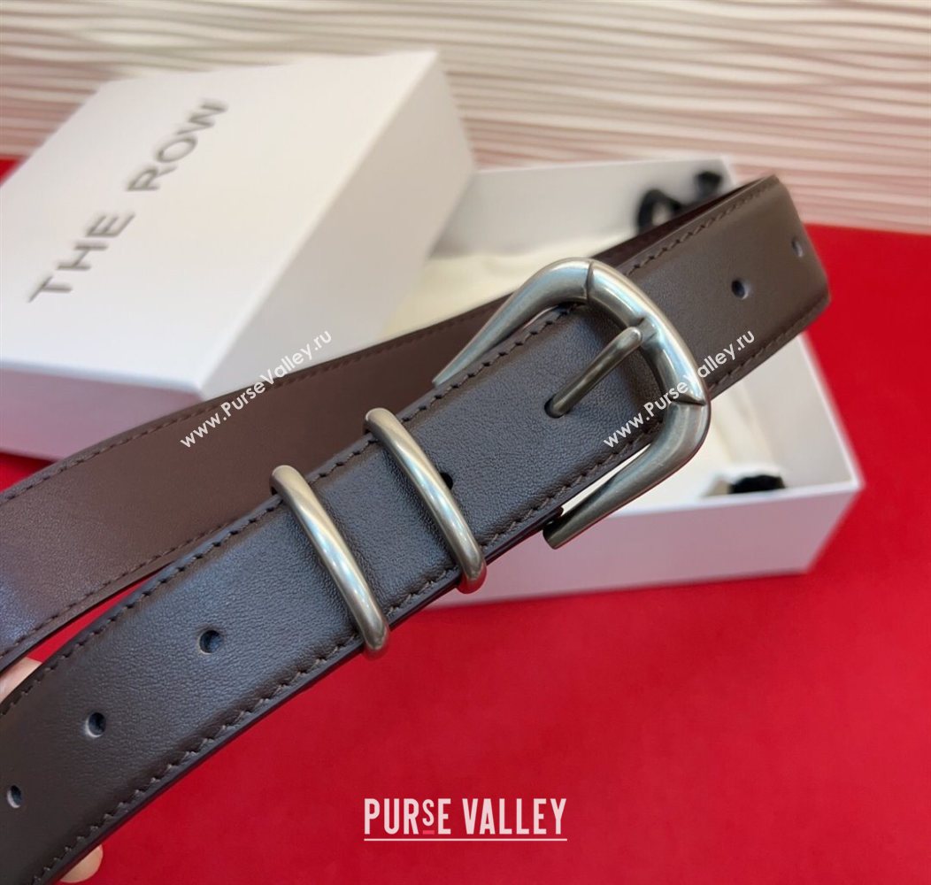 The Row Vintage Classic Belt in Leather Chocolate/Silver 2025 TR26010401 (99-260104104)