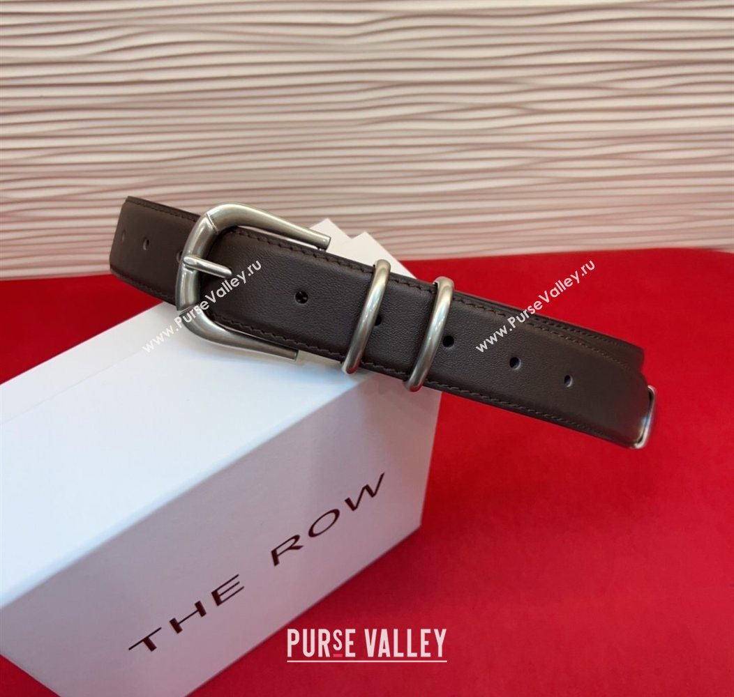 The Row Vintage Classic Belt in Leather Chocolate/Silver 2025 TR26010401 (99-260104104)