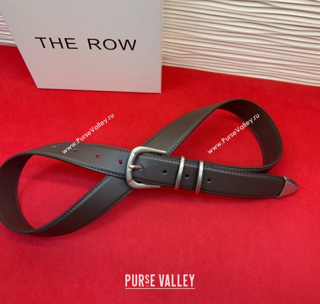 The Row Vintage Classic Belt in Leather Chocolate/Silver 2025 TR26010401 (99-260104104)