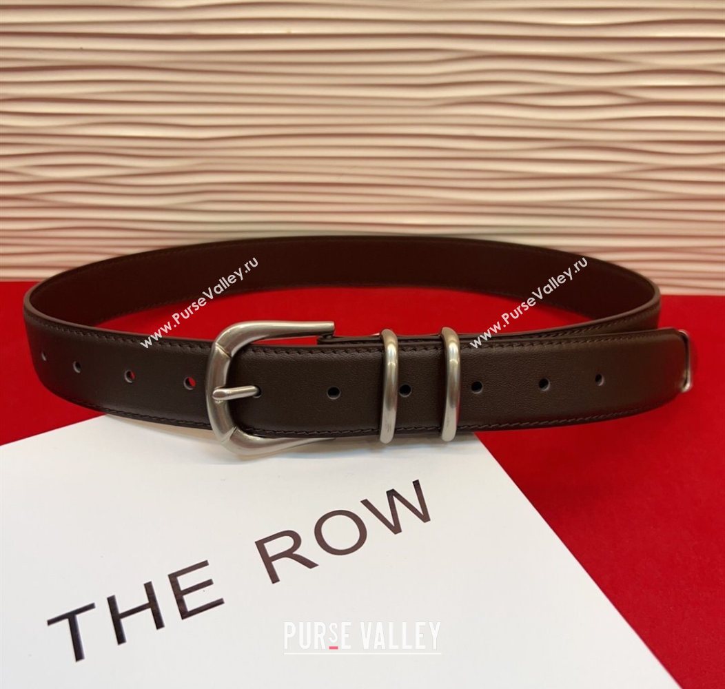 The Row Vintage Classic Belt in Leather Chocolate/Silver 2025 TR26010401 (99-260104104)