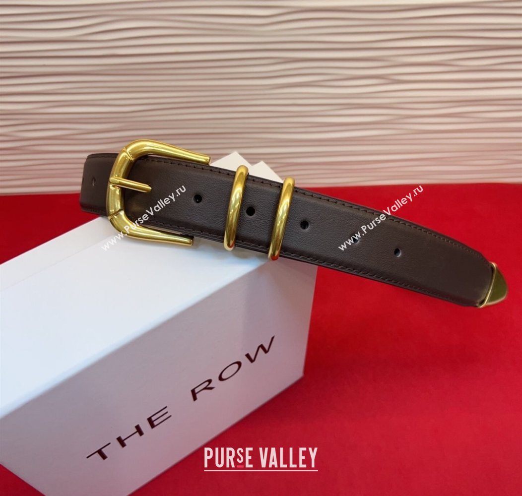The Row Vintage Classic Belt in Leather Chocolate/Gold 2025 TR26010401 (99-260104105)