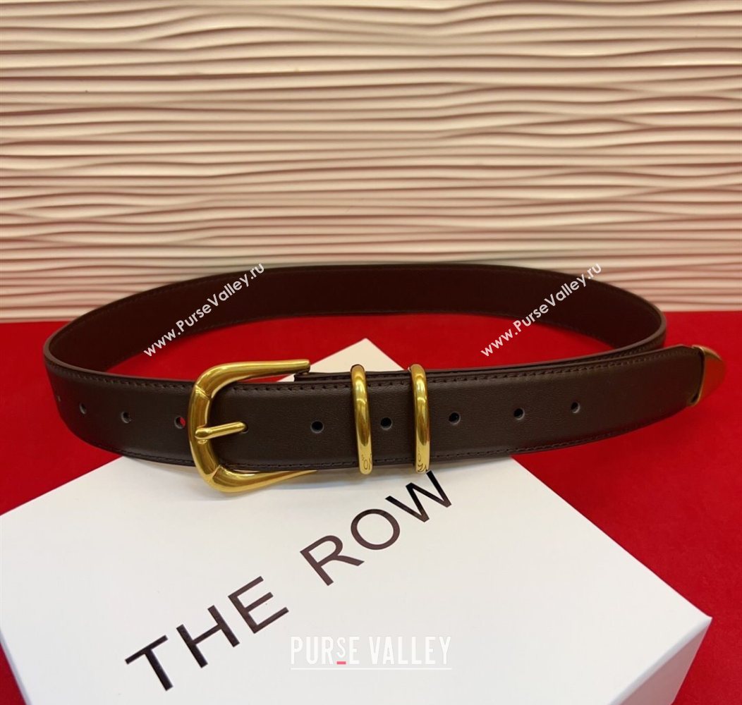 The Row Vintage Classic Belt in Leather Chocolate/Gold 2025 TR26010401 (99-260104105)