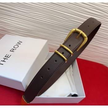 The Row Vintage Classic Belt in Leather Chocolate/Gold 2025 TR26010401 (99-260104105)