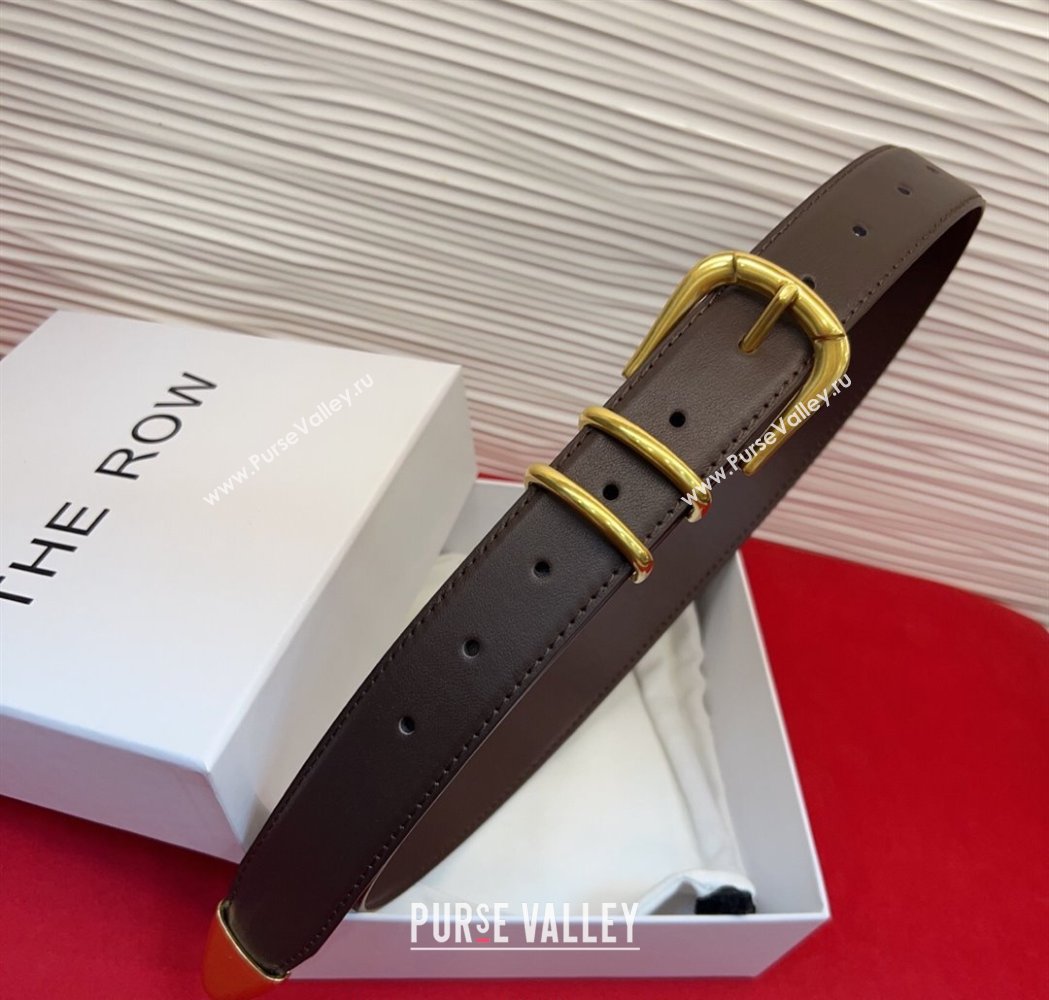 The Row Vintage Classic Belt in Leather Chocolate/Gold 2025 TR26010401 (99-260104105)