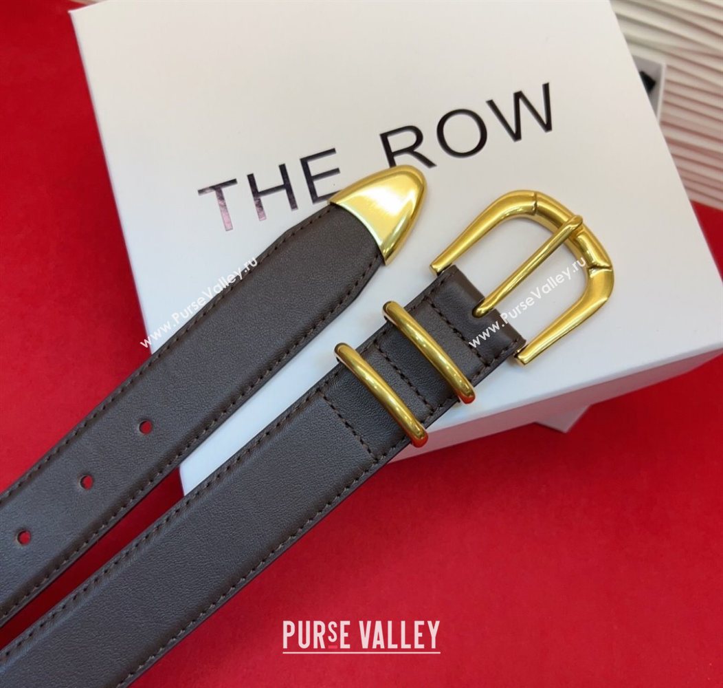 The Row Vintage Classic Belt in Leather Chocolate/Gold 2025 TR26010401 (99-260104105)