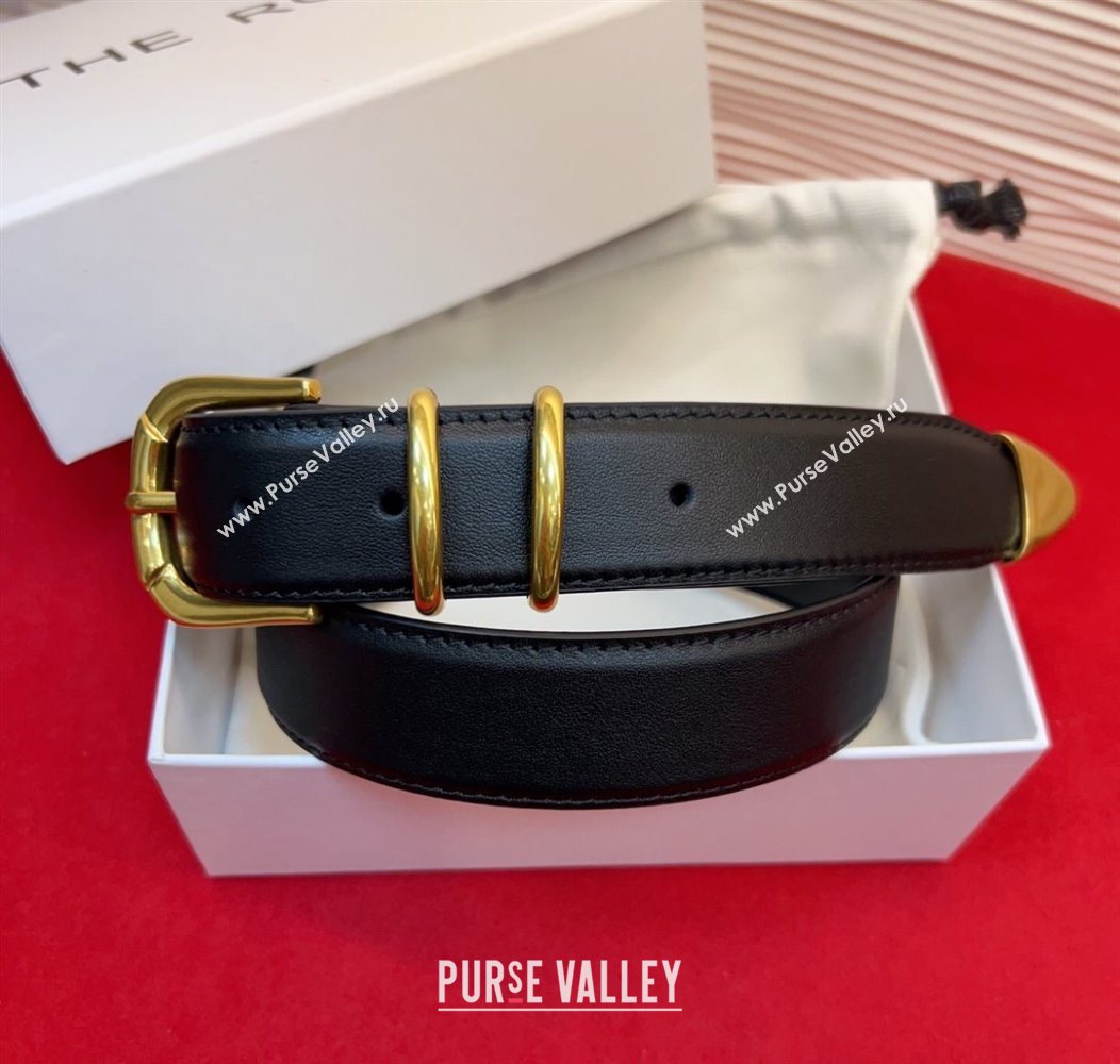 The Row Vintage Classic Belt in Leather Black/Gold 2025 TR26010401 (99-260104106)