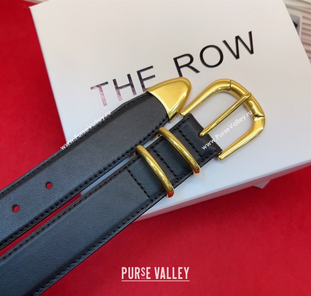 The Row Vintage Classic Belt in Leather Black/Gold 2025 TR26010401 (99-260104106)