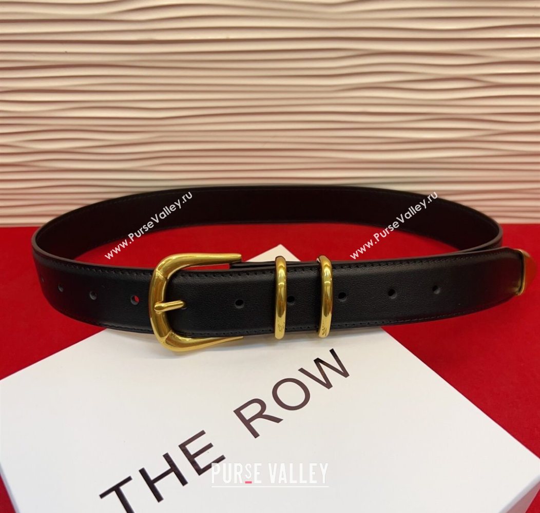 The Row Vintage Classic Belt in Leather Black/Gold 2025 TR26010401 (99-260104106)