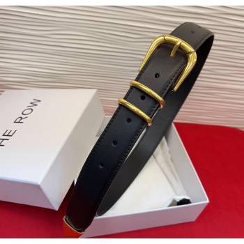 The Row Vintage Classic Belt in Leather Black/Gold 2025 TR26010401 (99-260104106)