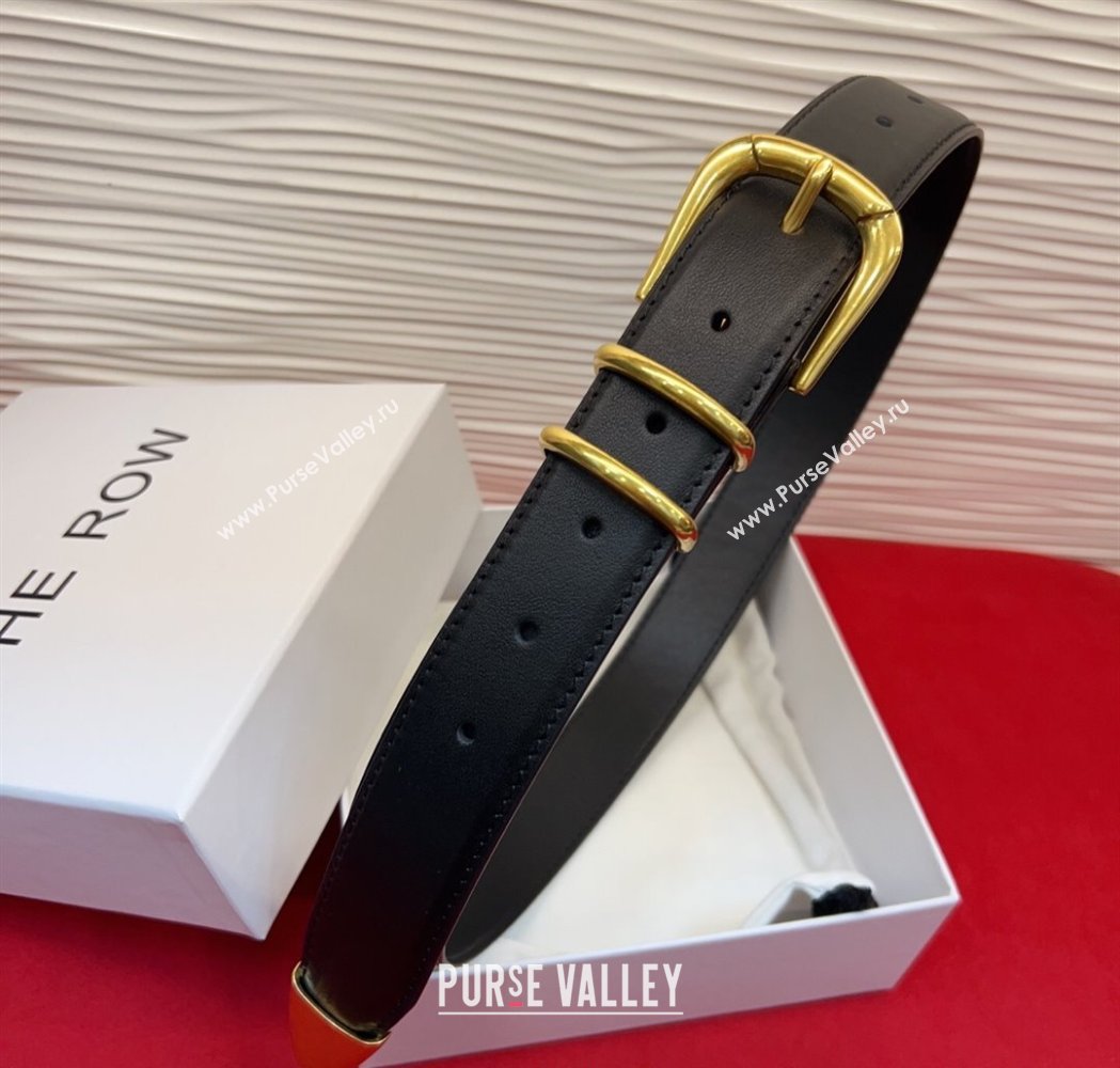 The Row Vintage Classic Belt in Leather Black/Gold 2025 TR26010401 (99-260104106)