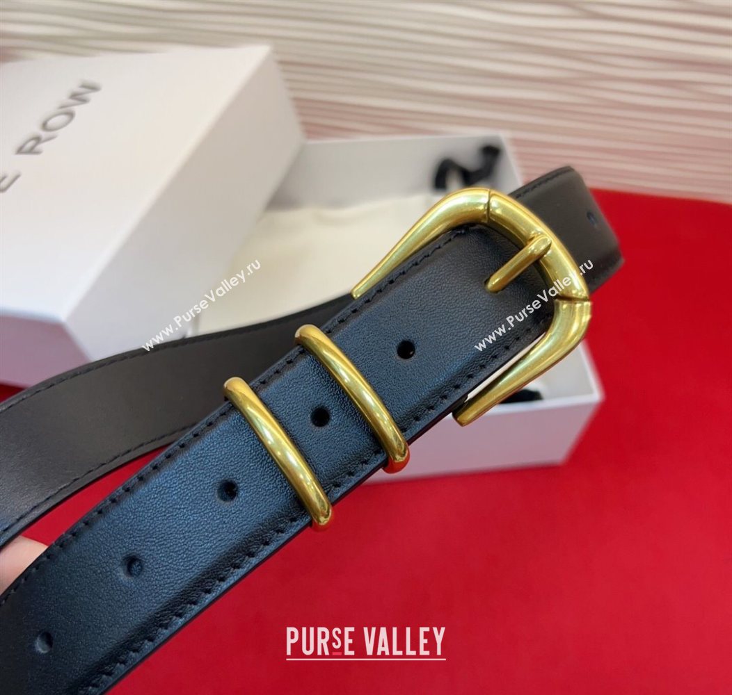 The Row Vintage Classic Belt in Leather Black/Gold 2025 TR26010401 (99-260104106)