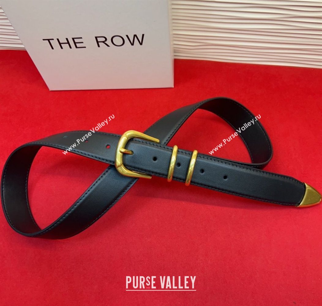 The Row Vintage Classic Belt in Leather Black/Gold 2025 TR26010401 (99-260104106)