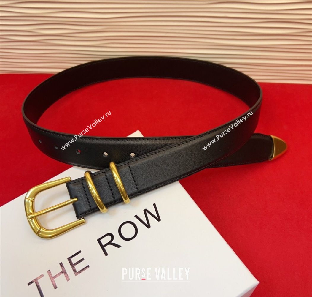 The Row Vintage Classic Belt in Leather Black/Gold 2025 TR26010401 (99-260104106)
