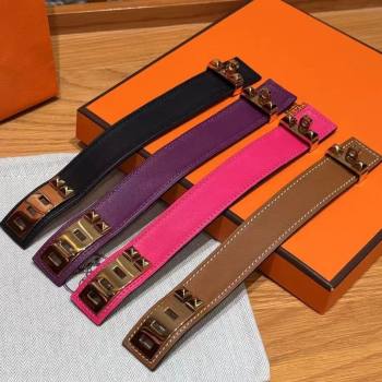 Hermes Collier de Chien bracelet in Four Medor Studs and Leather 2026 HS26010403 (99-260104130)