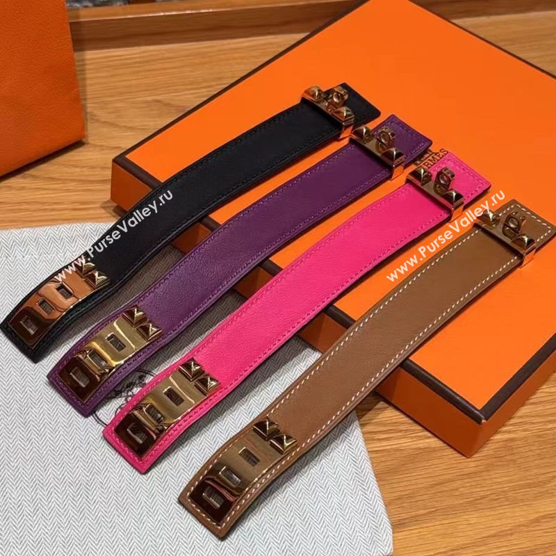 Hermes Collier de Chien bracelet in Four Medor Studs and Leather 2026 HS26010403 (99-260104130)