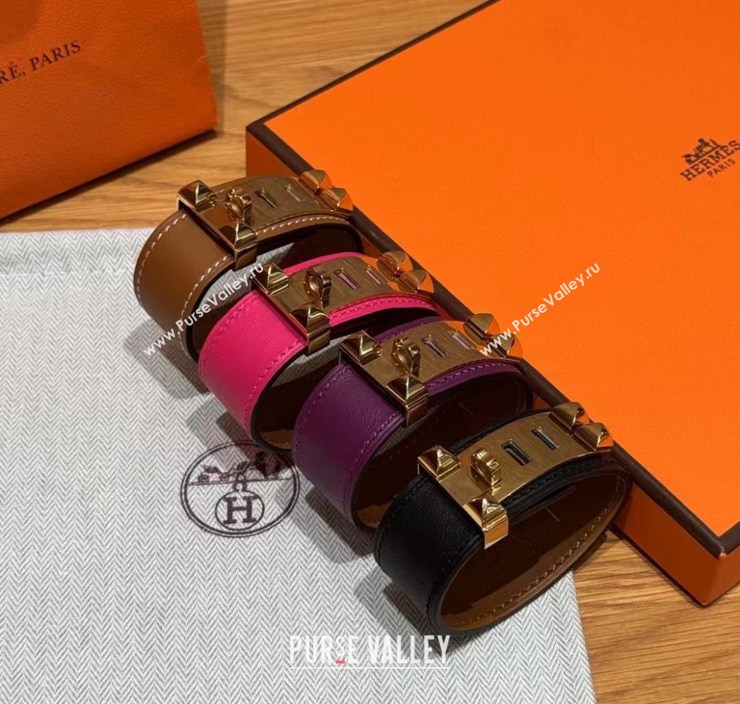 Hermes Collier de Chien bracelet in Four Medor Studs and Leather 2026 HS26010403 (99-260104130)