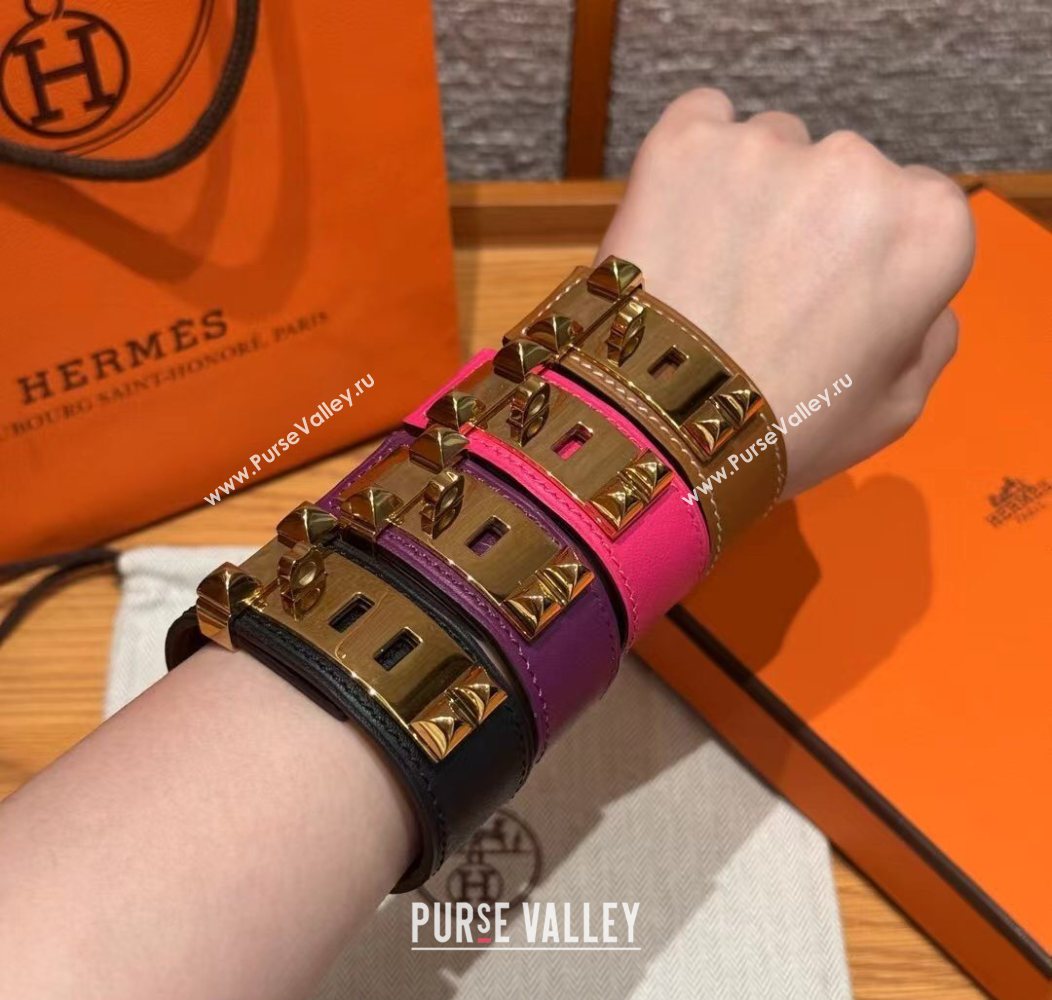 Hermes Collier de Chien bracelet in Four Medor Studs and Leather 2026 HS26010403 (99-260104130)