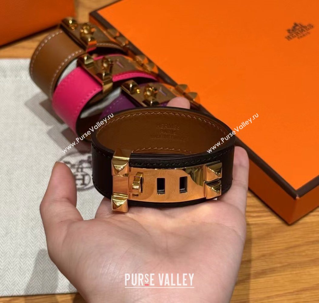 Hermes Collier de Chien bracelet in Four Medor Studs and Leather 2026 HS26010403 (99-260104130)