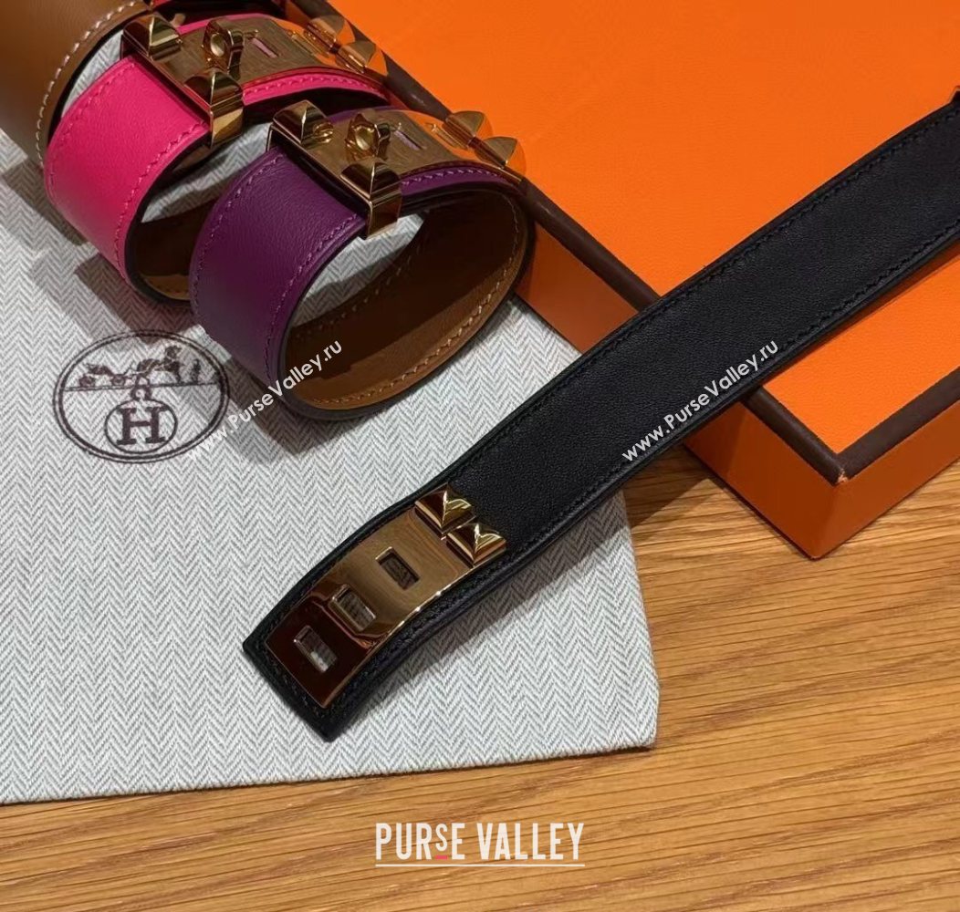 Hermes Collier de Chien bracelet in Four Medor Studs and Leather 2026 HS26010403 (99-260104130)