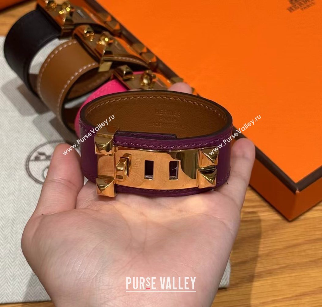 Hermes Collier de Chien bracelet in Four Medor Studs and Leather 2026 HS26010403 (99-260104130)