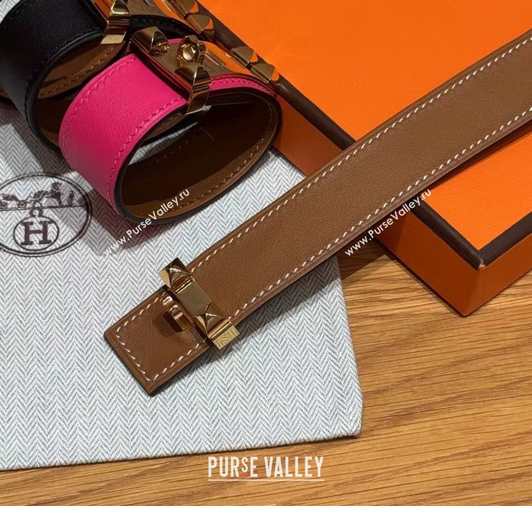 Hermes Collier de Chien bracelet in Four Medor Studs and Leather 2026 HS26010403 (99-260104130)