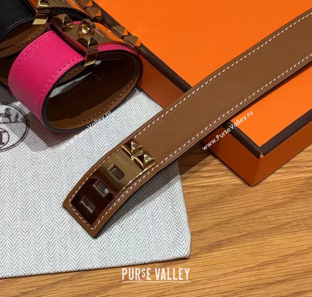 Hermes Collier de Chien bracelet in Four Medor Studs and Leather 2026 HS26010403 (99-260104130)