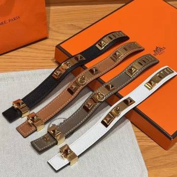 Hermes Collier de Chien bracelet in Four Medor Studs and Leather 2026 HS26010404 (99-260104131)