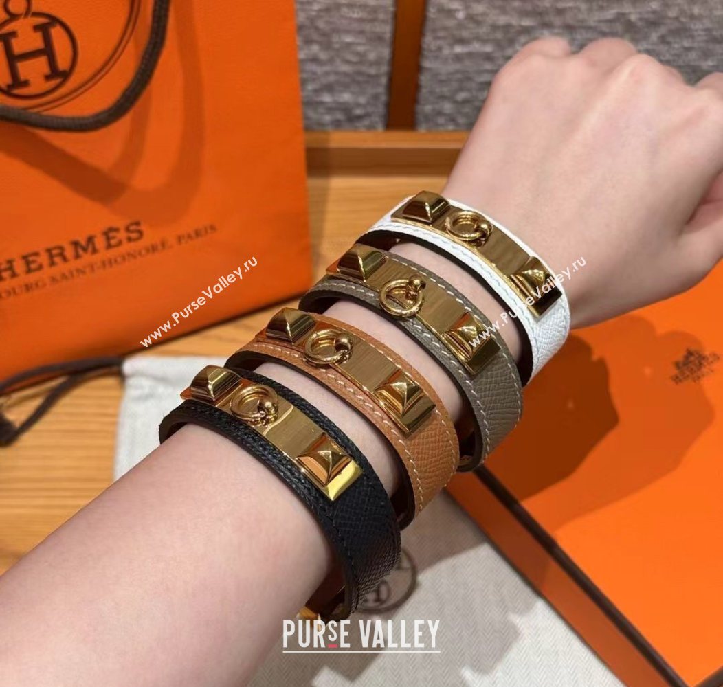 Hermes Collier de Chien bracelet in Four Medor Studs and Leather 2026 HS26010404 (99-260104131)