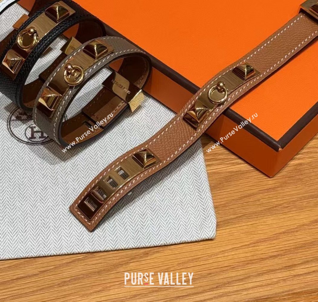 Hermes Collier de Chien bracelet in Four Medor Studs and Leather 2026 HS26010404 (99-260104131)