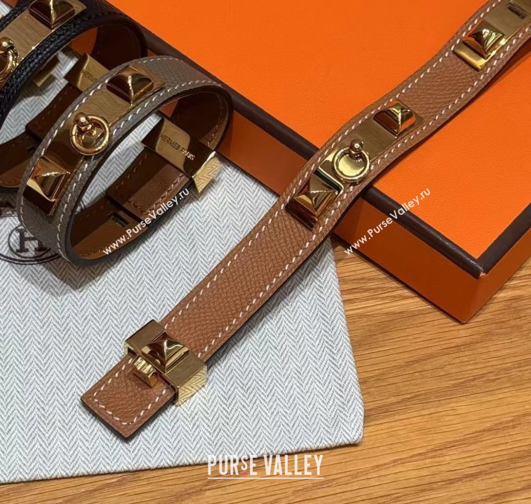 Hermes Collier de Chien bracelet in Four Medor Studs and Leather 2026 HS26010404 (99-260104131)