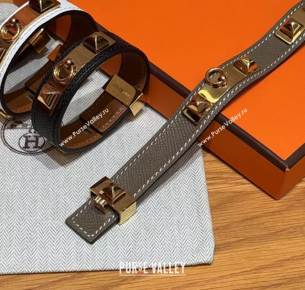 Hermes Collier de Chien bracelet in Four Medor Studs and Leather 2026 HS26010404 (99-260104131)