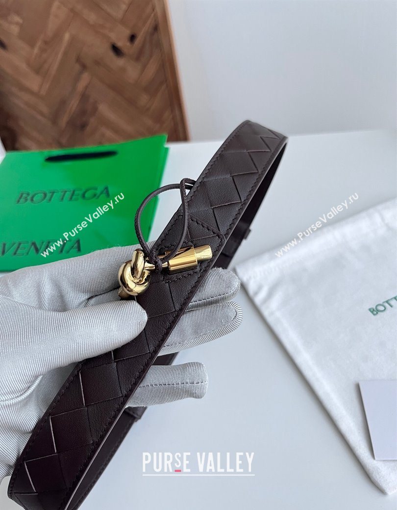 Bottega Veneta Andiamo Intrecciato Leather Belt 3cm with Knot Buckle Brown 2025  (99-260104066)