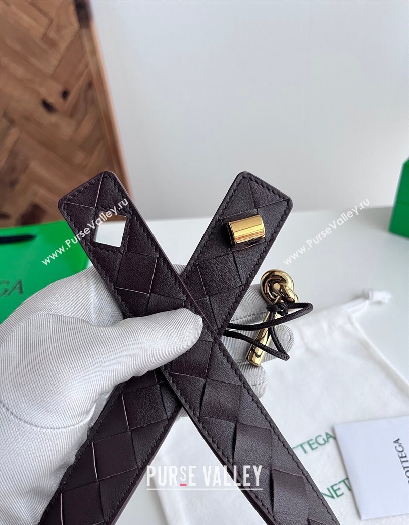 Bottega Veneta Andiamo Intrecciato Leather Belt 3cm with Knot Buckle Brown 2025  (99-260104066)