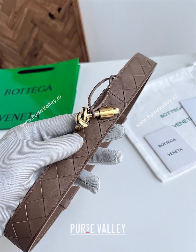 Bottega Veneta Andiamo Intrecciato Leather Belt 3cm with Knot Buckle Taupe 2025  (99-260104068)