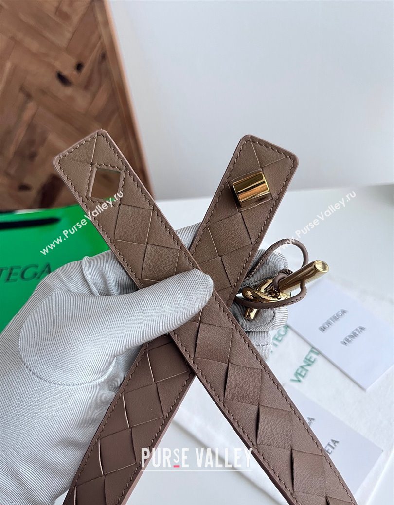 Bottega Veneta Andiamo Intrecciato Leather Belt 3cm with Knot Buckle Taupe 2025  (99-260104068)